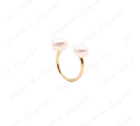 SORTIJA PLATA CHAPADA 2 PERLAS CULTIVADAS