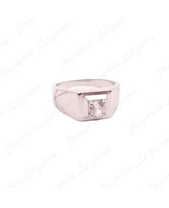 SORTIJA PLATA   SOLITARIO CABALLERO CUAJO 4 GARRAS