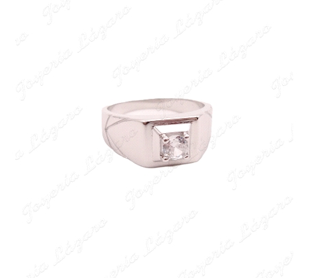 SORTIJA PLATA   SOLITARIO CABALLERO CUAJO 4 GARRAS