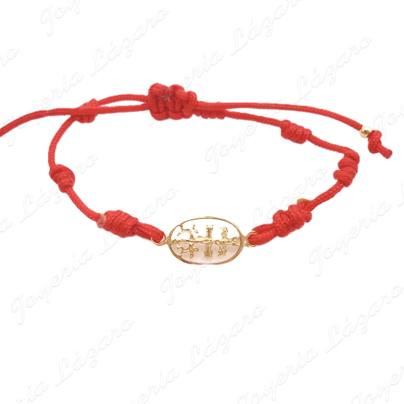 PULSERA PLATA CARAVACA CHAPADO 7 NUDOS ROJO                                                         