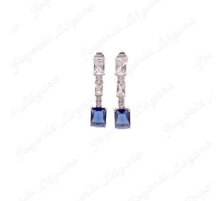 PEND. LARGOS PLATA 3 CIRCOS BAGUETTE COLGANDO +CIRCO AZUL