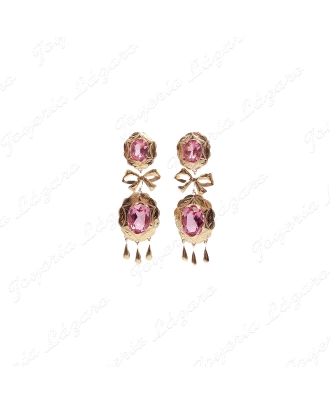 PEND. GITANOS ORO 18KT SEMINUEVOS  2 CUBANAS ROSA FRANCIA+LAZO+3LAGRIM                              