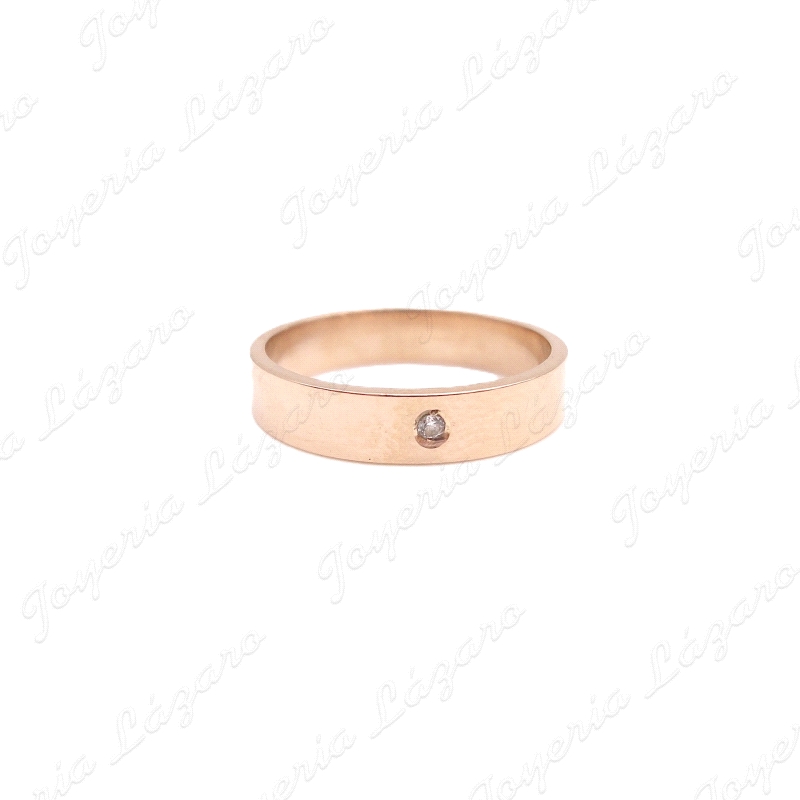 ALIANZA ORO 18KT OCASION PLANA 4MM ROSA + CIRCO