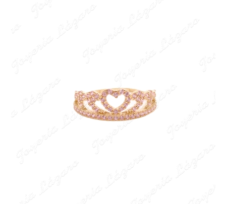 SORTIJA ORO 18 KTS CORONA CORAZON MICROCIRCO ROSAS