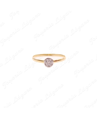 SORTIJA ORO 18 KTS SOLITARIO BICOLOR DISCO CON CIRCO