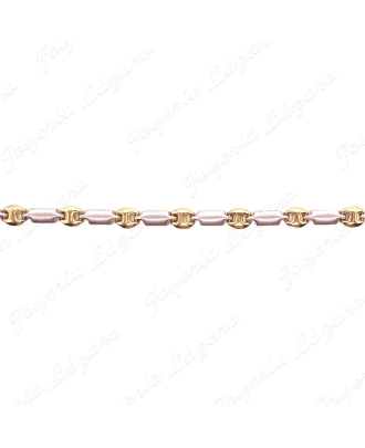 PULSERA ORO 18KT SEMINUEVA BICOLOR CALABROTE+CHAPAS                                                 