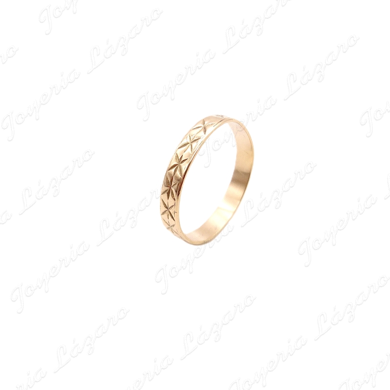 ALIANZA ORO 18KT OCASION 3MM TALLADO ESTRELLA                                                       