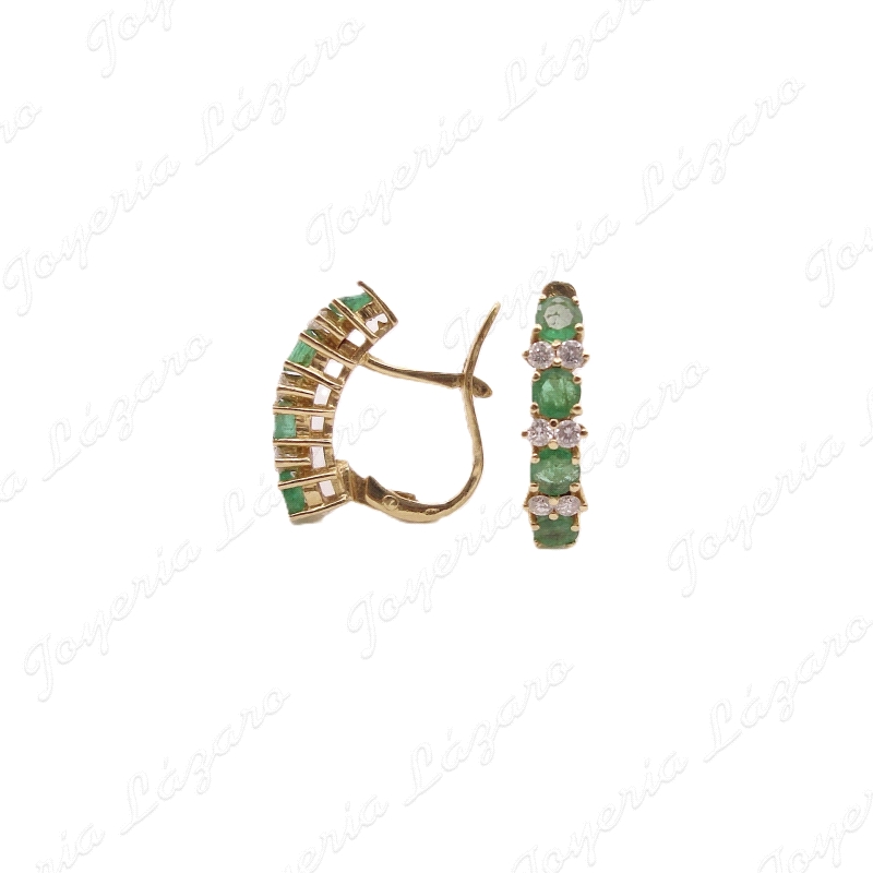 PEND. ORO 18KT OCASION ESMERALDAS+CIRCONITAS EN HILERA C. CAT.                                      