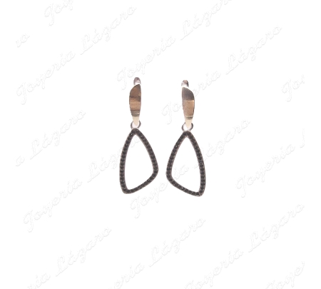 PEND. LARGOS PLATA + ORO 9KT TRAPECIOS CIRCOS NEGRAS                                                