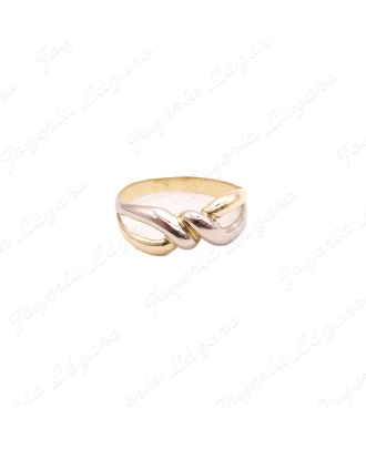 SORTIJA ORO 18KT SEMINUEVO BICOLOR 2 BANDAS ANUDADAS