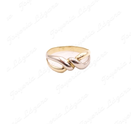 SORTIJA ORO 18KT SEMINUEVO BICOLOR 2 BANDAS ANUDADAS