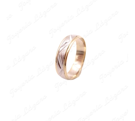 ALIANZA ORO 18KT SEMINUEVA 5MM BICOLOR ZIG ZAG                                                      