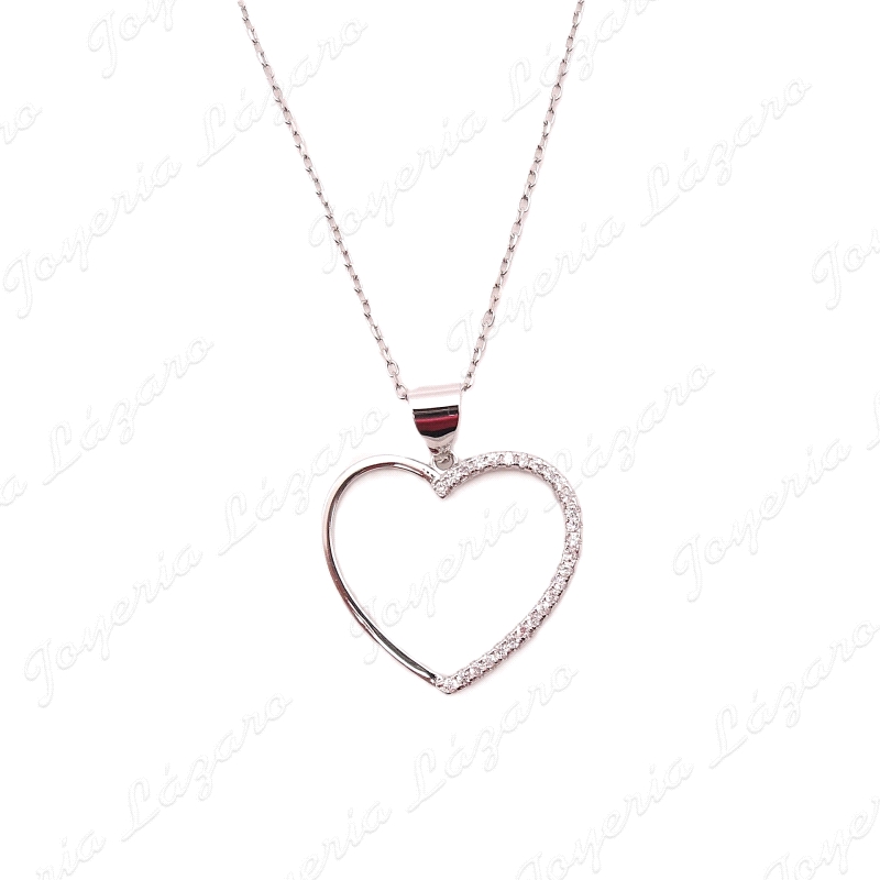 GARGANTILLA PLATA corazon calado 25mm MITAD MICROCIRCO                                              