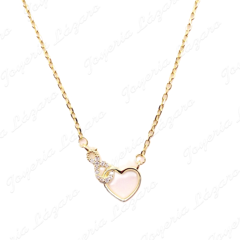 GARGANTILLA PLATA CHAPADA ORO CORAOZN+INFINITO ENLAZADOS                                            