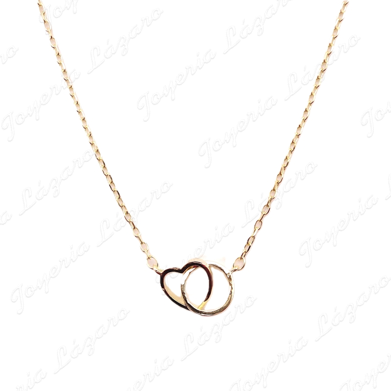 GARGANTILLA PLATA CHAPADA ORO CORAZON+ALIANZA ENLAZADAS                                             