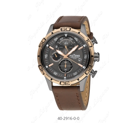 POTENS RELOJ CABALLERO CRONO, ESF. NEGRA BISEL DORADO 100M COLEC.MUNIC