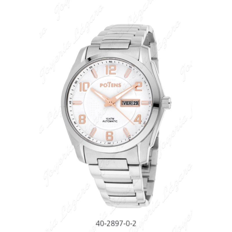 POTENS RELOJ CABALLERO AUTO. ESF. BLANCA Nº ROSA 100M  COLEC. TOKIO