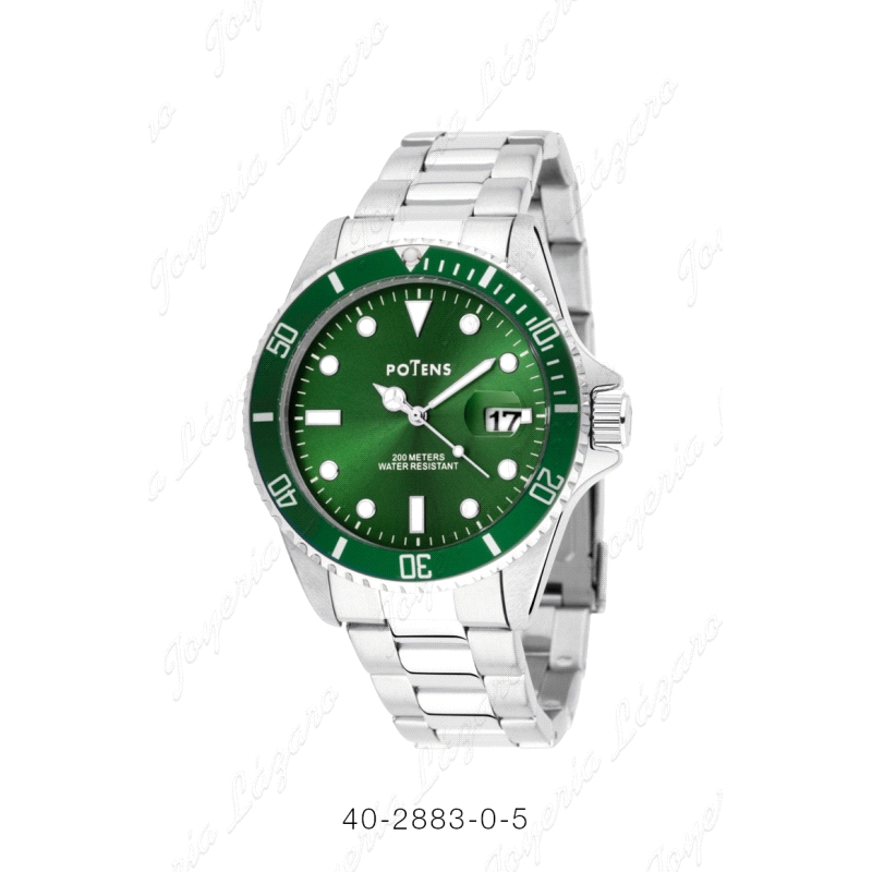 POTENS RELOJ CABALLERO ESF. VERDE+BISEL 200M. COLECC. BORA BORA.