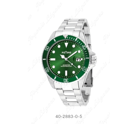 POTENS RELOJ CABALLERO ESF. VERDE+BISEL 200M. COLECC. BORA BORA.