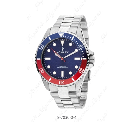 NOWLEY RELOJ ACERO CABALLERO VISEL AZUL/ROJO ESFERA AZUL