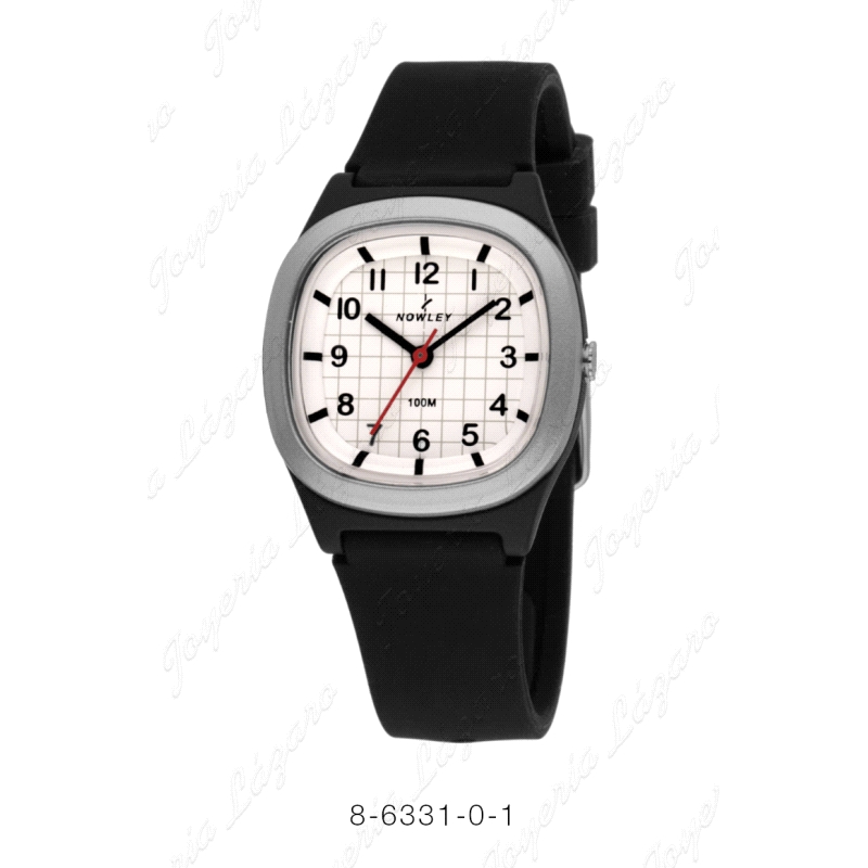 NOWLEY RELOJ RACING ANALOGICO CUADRADO ESFERA BLANCA CORREA SILICON,NG