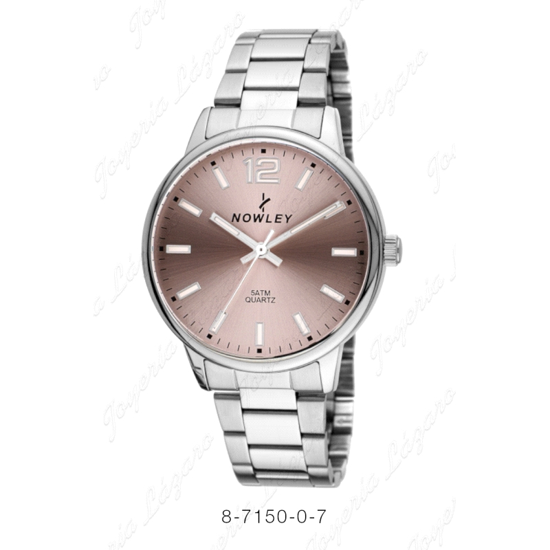 NOWLEY RELOJ CAB. ACERO ESF. SALMON