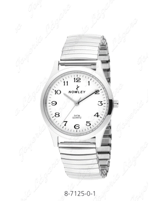 NOWLEY RELOJ HOMBRE CORREA ELASTICA  METALICA ESF. BLANCA