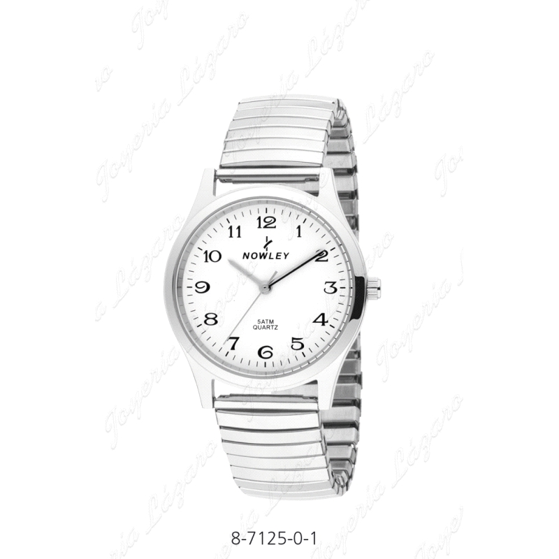 NOWLEY RELOJ HOMBRE CORREA ELASTICA  METALICA ESF. BLANCA
