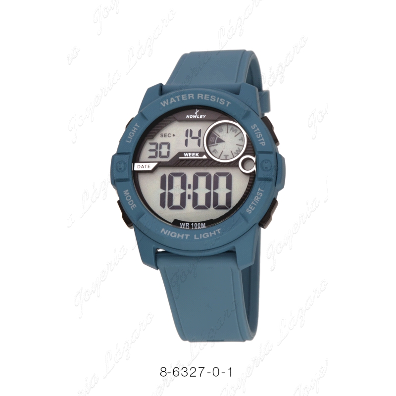 NOWLEY RELOJ DIGITAL RACING  SILICONA AZUL CLARO