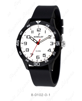 NOWLEY RELOJ HOT NEGRO SILICONA ESFERA BLANCA