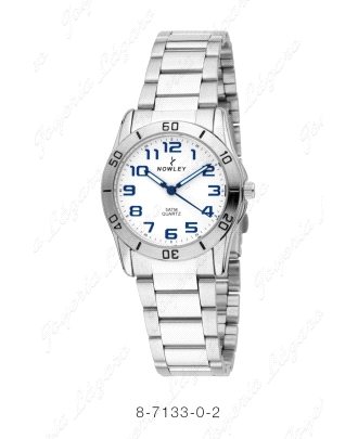 NOWLEY RELOJ CADETE ACERO ESF. BLANCA Nº AZULES