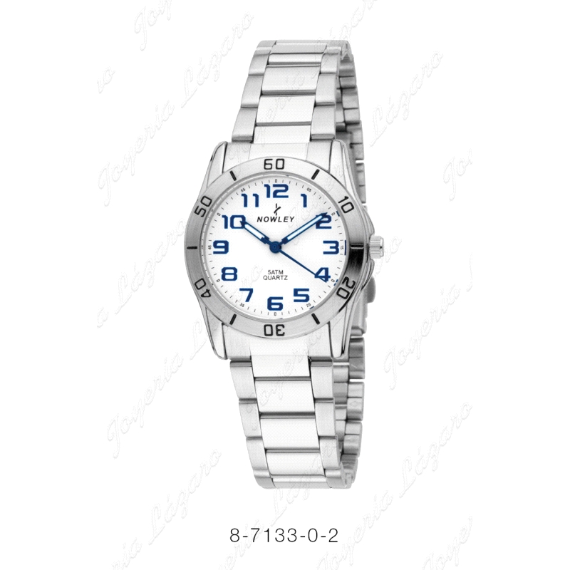 NOWLEY RELOJ CADETE ACERO ESF. BLANCA Nº AZULES