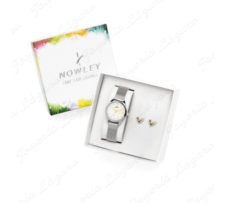 NOWLEY RELOJ PACK COMU. REL0J+PENDIENTES PLATA DORADO