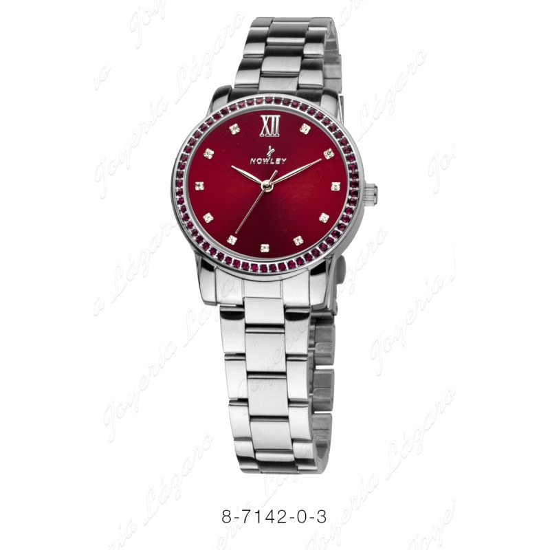 NOWLEY RELOJ CHIC ACERO SRA. ESF. BURDEOS BISEL CIRCO ROJAS