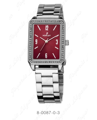 NOWLEY RELOJ CUADRADO ESF. BURDEOS BISEL CIRCO