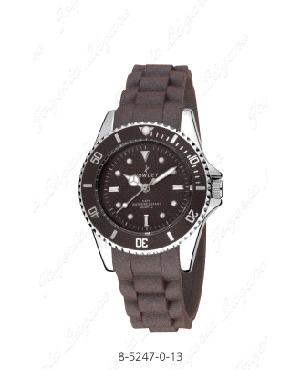 NOWLEY RELOJ CADETE CAJA PLATEADA SILICONA MARRON