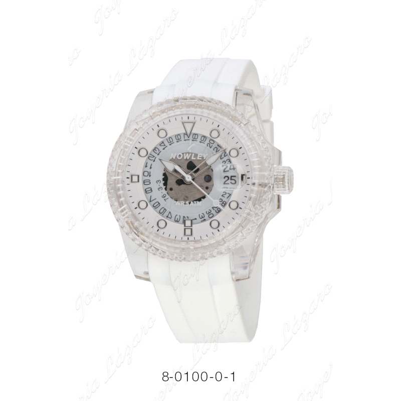 NOWLEY RELOJ NUDE CAJA TRANSPARENTE BLANCO GRANDE