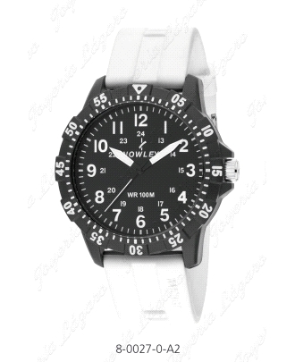 NOWLEY RELOJ HOT  CABALLERO CAJA NEGRA CORREA BLANCA CAUCHO