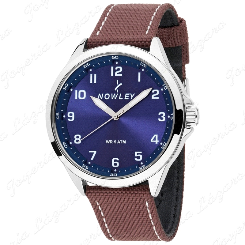 NOWLEY RELOJ HOT  ESFERA AZUL CORREA MARRON