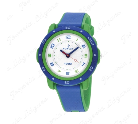 NOWLEY RELOJ RACING ANALOGICO, VERDE/AZUL +LUZ +100M