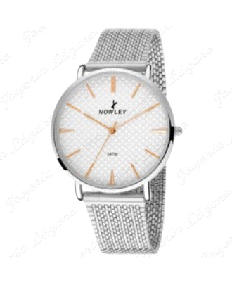 NOWLEY RELOJ VINTAGE CABALLERO MALLA ESFERA BLANCA