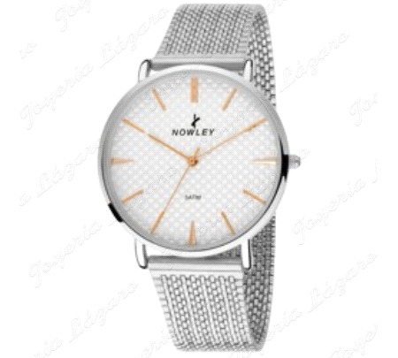 NOWLEY RELOJ VINTAGE CABALLERO MALLA ESFERA BLANCA