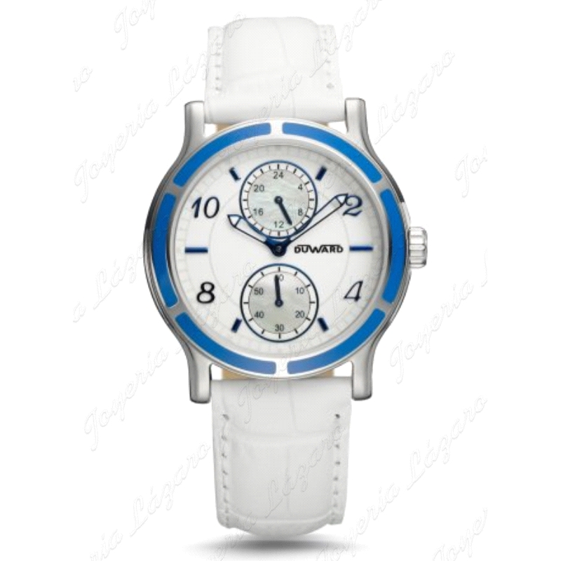 DUWARD RELOJ SRA.  ESF. BLANCA MULTIFUNCION, CORREA PIEL BLANCA