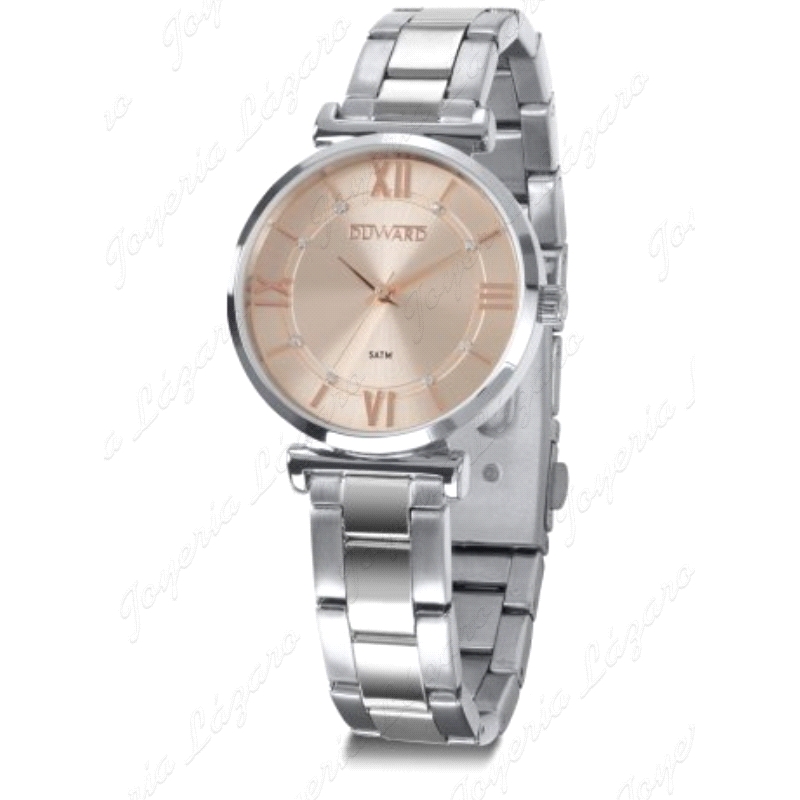 DUWARD RELOJ SEÑORA ACERO ESFERA SALMON+NUMEROS ROMANOS+CIRCO