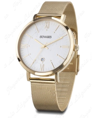RELOJ DUWARD CAB. DORADO BLANCO MALLA