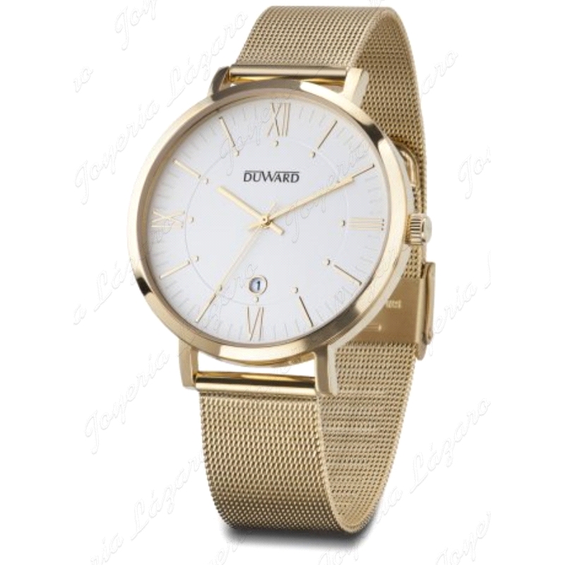 RELOJ DUWARD CAB. DORADO BLANCO MALLA