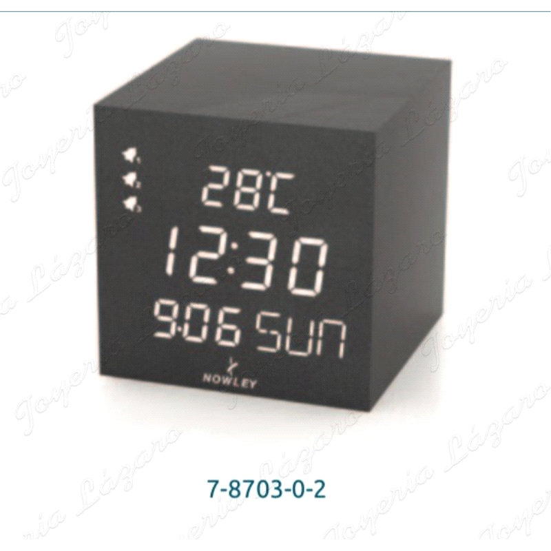 RELOJ DESPERTADOR NOWLEY DIGITAL CUBO NEGRO