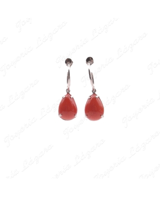 PLATA/SWAROVSKI PENDIENTES LARGOS CORAL