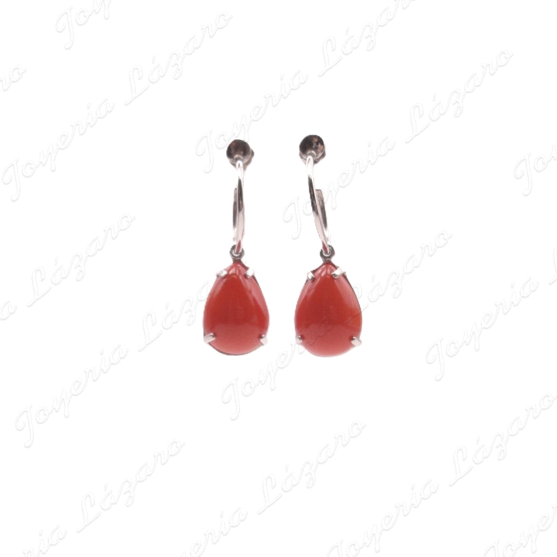 PLATA/SWAROVSKI PENDIENTES LARGOS CORAL