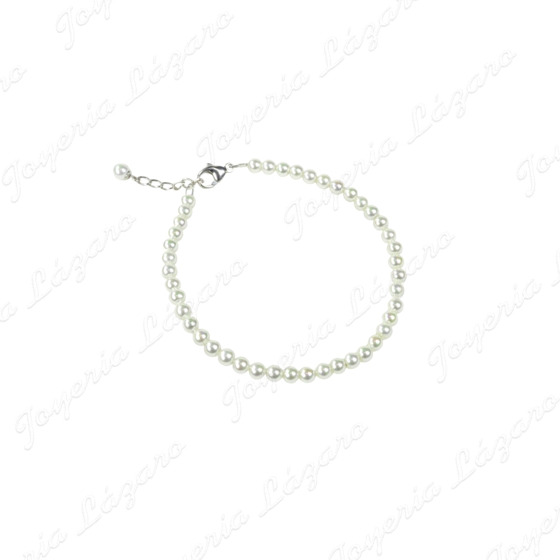 PULSERA PLATA/PERLA ORQUIDEA BOLITAS ENFILADAS